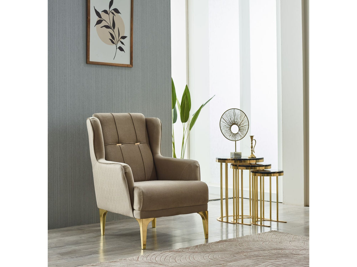 Clara 3-pieces (Sofa & Loveseat & Chair) Livingroom Set in Beige by Furnia at Eve Furniture