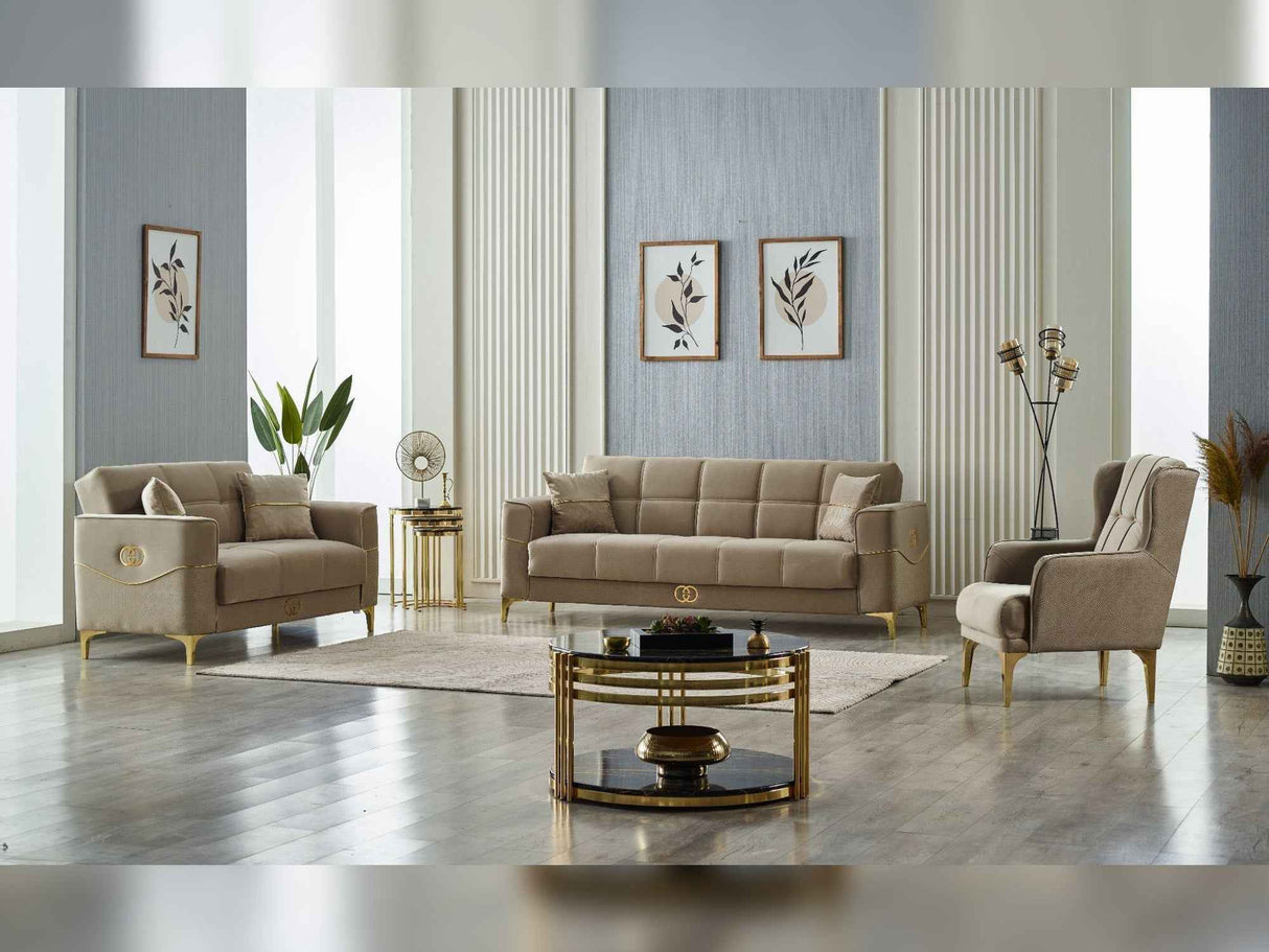 Clara 3-pieces (Sofa & Loveseat & Chair) Livingroom Set in Beige