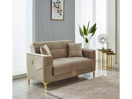 Clara Beige Convertible Loveseat by Furnia at Eve Furniture