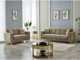 Clara Beige Convertible Loveseat by Furnia at Eve Furniture