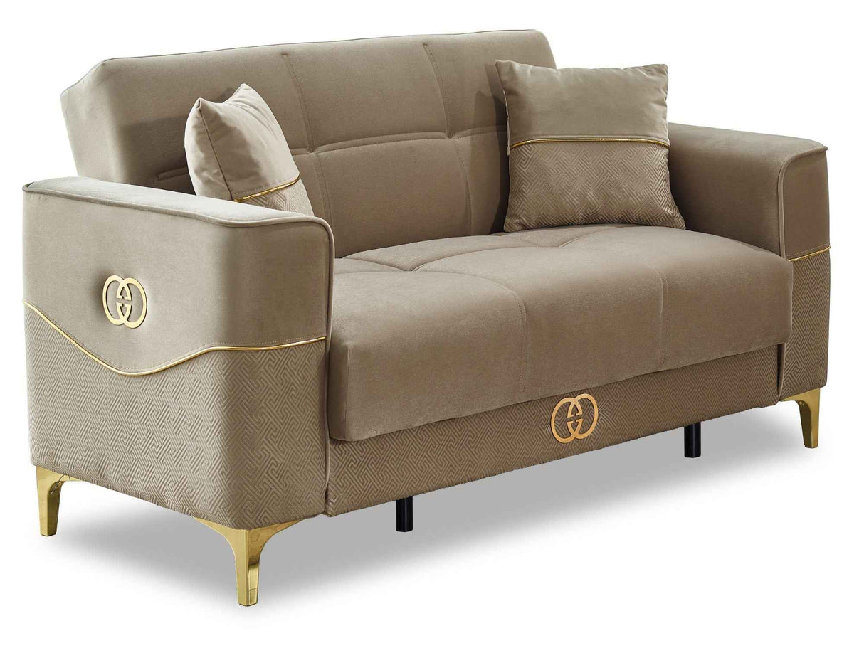 Clara Beige Convertible Loveseat by Furnia at Eve Furniture