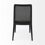 Clara Black Beech Wood W/ Cream Fabric Seat and Cane Back Armless Dining Chair, Set of 2 by Mercana at Eve Furniture