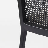 Clara Black Beech Wood W/ Cream Fabric Seat and Cane Back Armless Dining Chair, Set of 2 by Mercana at Eve Furniture