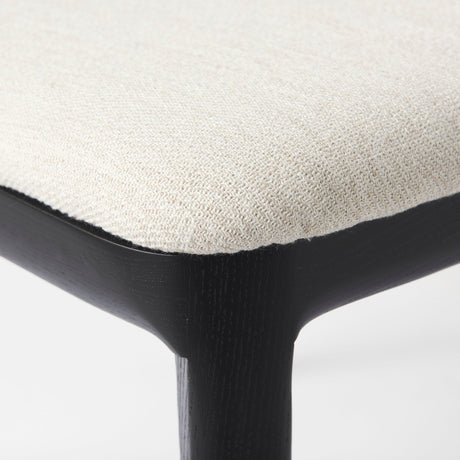 Clara Black Wood W/ Cream Fabric Seat and Cane Back Armless Dining Chair, Set of 2 by Mercana at Eve Furniture