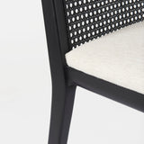 Clara Black Wood W/ Cream Fabric Seat and Cane Back Armless Dining Chair, Set of 2 by Mercana at Eve Furniture