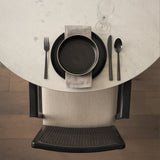 Clara Black Wood W/ Cream Fabric Seat and Cane Back Dining Chair by Mercana at Eve Furniture