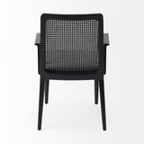 Clara Black Wood W/ Cream Fabric Seat and Cane Back Dining Chair by Mercana at Eve Furniture