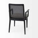 Clara Black Wood W/ Cream Fabric Seat and Cane Back Dining Chair by Mercana at Eve Furniture