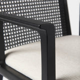 Clara Black Wood W/ Cream Fabric Seat and Cane Back Dining Chair by Mercana at Eve Furniture