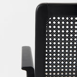 Clara Black Wood W/ Cream Fabric Seat and Cane Back Dining Chair by Mercana at Eve Furniture