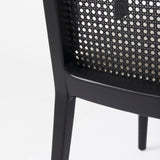 Clara Black Wood W/ Cream Fabric Seat and Cane Back Dining Chair by Mercana at Eve Furniture
