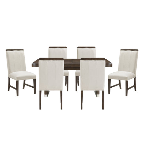 Clara Brown & Beige 85" Rectangular Dining Room Set by Homelegance at Eve Furniture