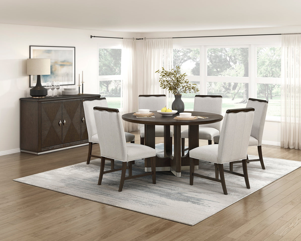 Clara Brown/Beige Round Dining Room Set by Homelegance at Eve Furniture