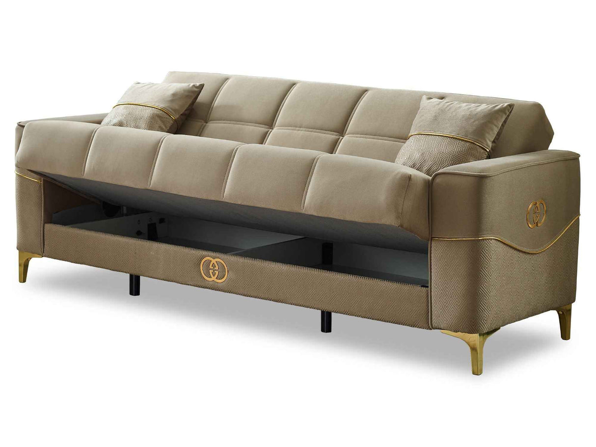 Clara Convertible Sofa in Beige by Furnia at Eve Furniture