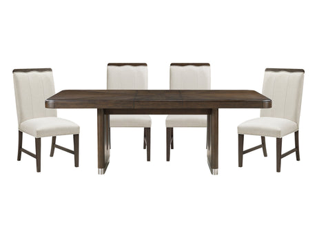 Clara Brown and Beige Extendable Dining Room Set by Homelegance at Eve Furniture