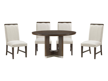 Clara Home Brown and Beige 54" Round Dining Table by Homelegance at Eve Furniture
