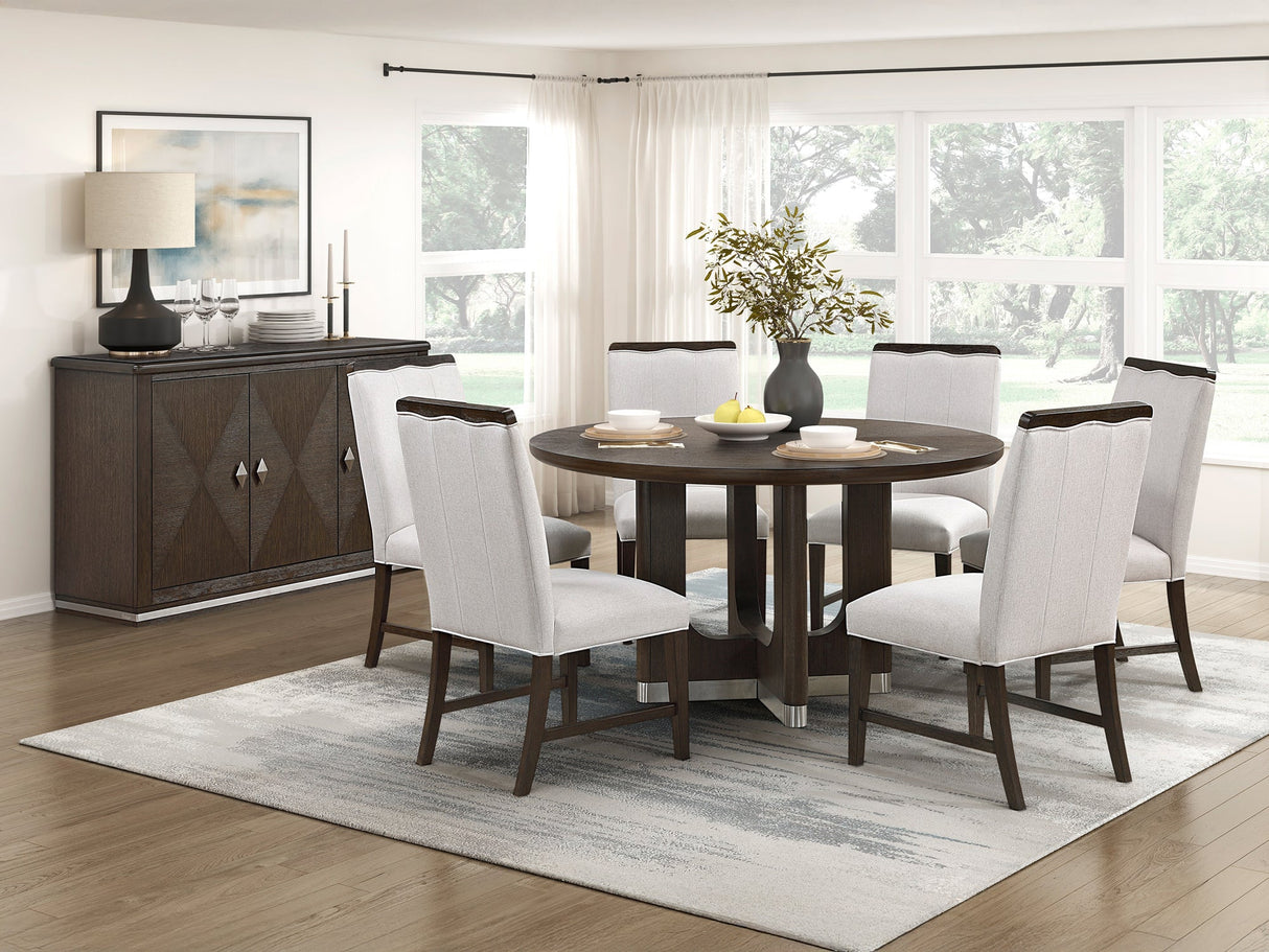 Clara Home Brown and Beige 54" Round Dining Table by Homelegance at Eve Furniture