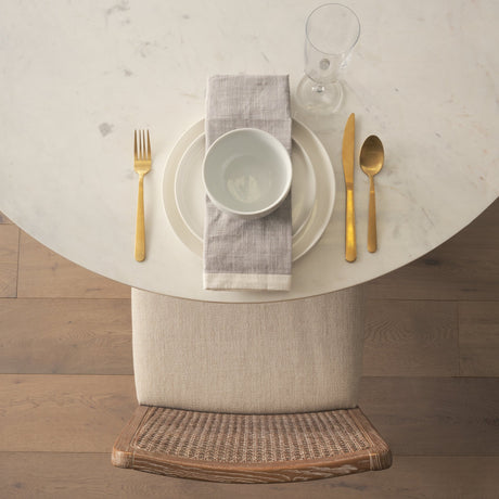 Clara Light Brown Beech Wood W/ Cream Fabric Seat and Cane Back Armless Dining Chair, Set of 2 by Mercana at Eve Furniture