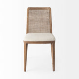 Clara Light Brown Beech Wood W/ Cream Fabric Seat and Cane Back Armless Dining Chair, Set of 2 by Mercana at Eve Furniture