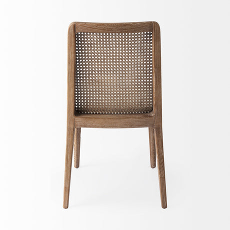 Clara Light Brown Beech Wood W/ Cream Fabric Seat and Cane Back Armless Dining Chair, Set of 2 by Mercana at Eve Furniture