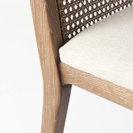 Clara Light Brown Beech Wood W/ Cream Fabric Seat and Cane Back Armless Dining Chair, Set of 2 by Mercana at Eve Furniture
