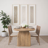 Clara Light Brown Wood W/ Cream Fabric Seat and Cane Back Armless Dining Chair, Set of 2 by Mercana at Eve Furniture