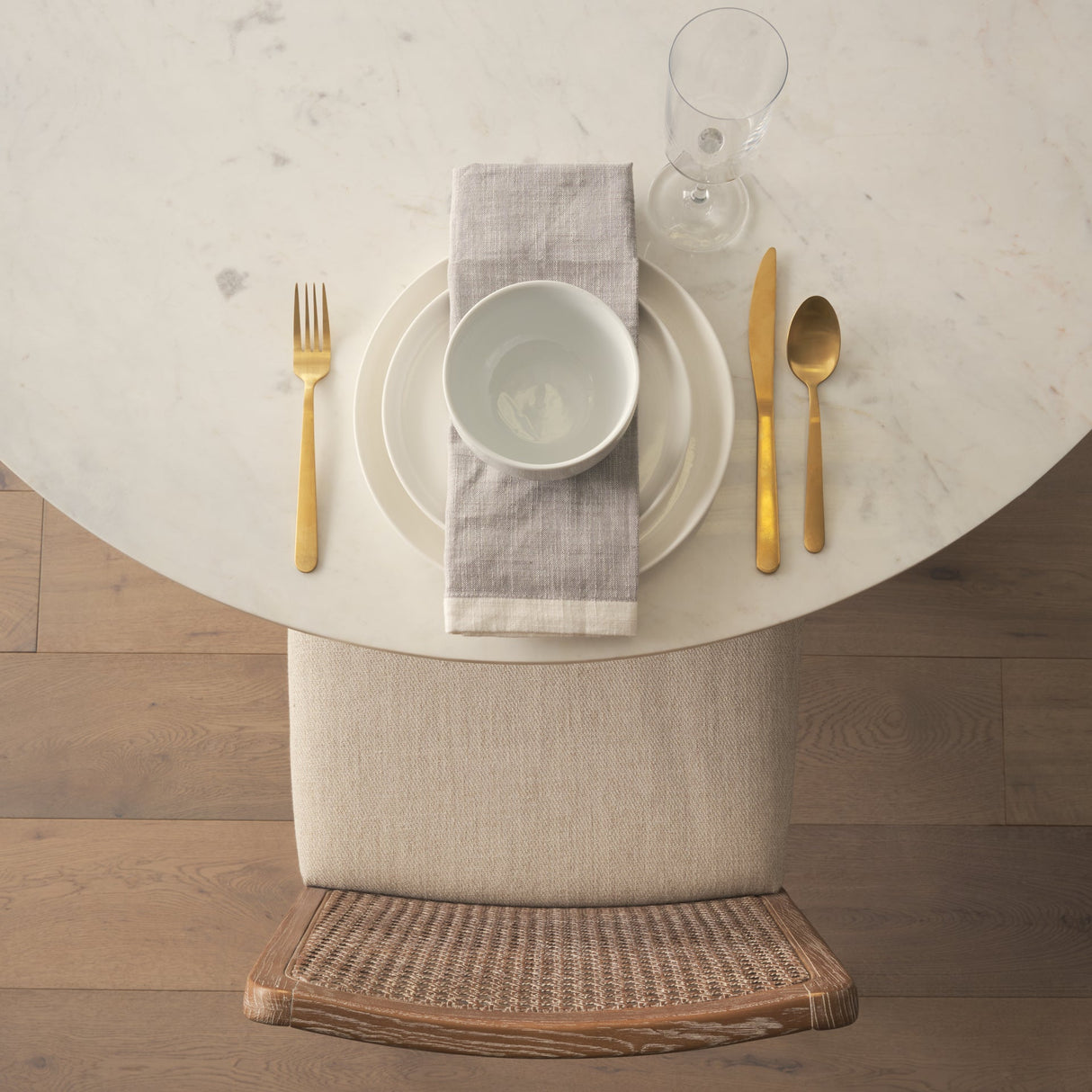 Clara Light Brown Wood W/ Cream Fabric Seat and Cane Back Armless Dining Chair, Set of 2 by Mercana at Eve Furniture