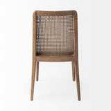Clara Light Brown Wood W/ Cream Fabric Seat and Cane Back Armless Dining Chair, Set of 2 by Mercana at Eve Furniture