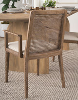 Clara Light Brown Wood W/ Cream Fabric Seat and Cane Back Dining Chair by Mercana at Eve Furniture