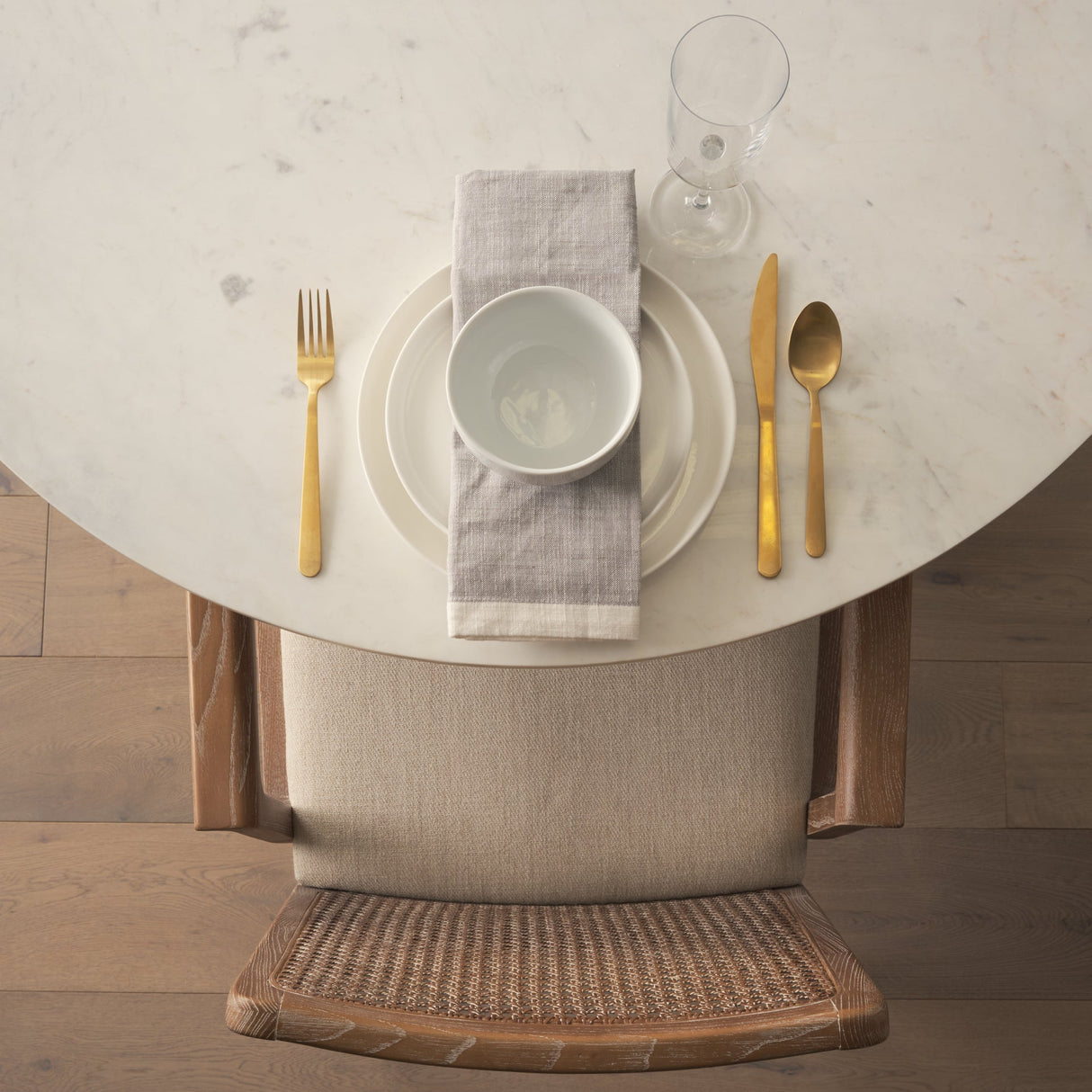 Clara Light Brown Wood W/ Cream Fabric Seat and Cane Back Dining Chair by Mercana at Eve Furniture