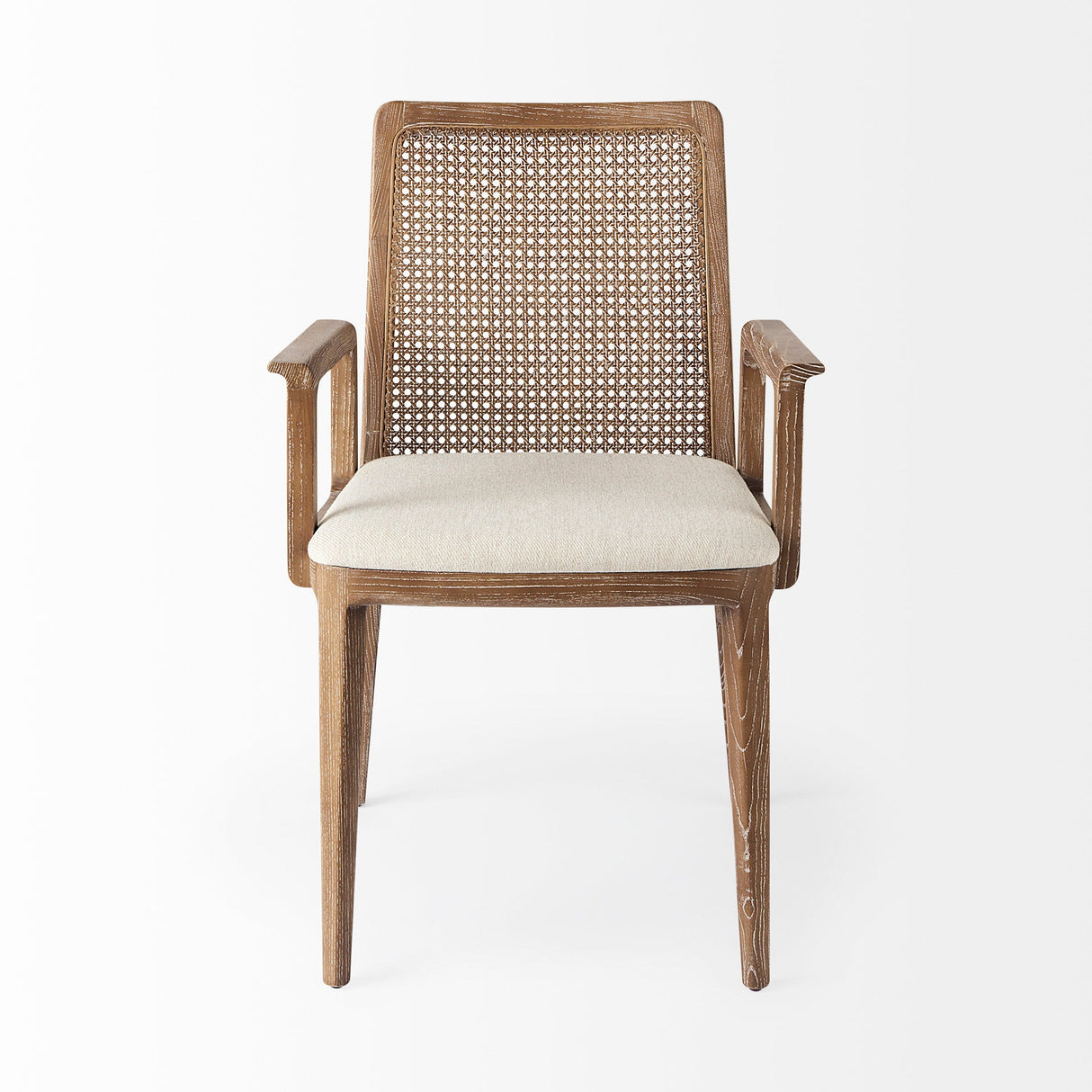 Clara Light Brown Wood W/ Cream Fabric Seat and Cane Back Dining Chair by Mercana at Eve Furniture