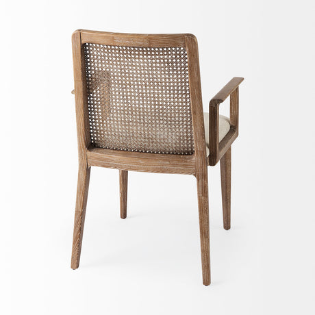 Clara Light Brown Wood W/ Cream Fabric Seat and Cane Back Dining Chair by Mercana at Eve Furniture