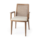 Clara Light Brown Wood W/ Cream Fabric Seat and Cane Back Dining Chair by Mercana at Eve Furniture
