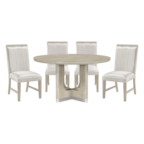 Clara Light Gray 5-Piece Round Dining Set by Homelegance at Eve Furniture