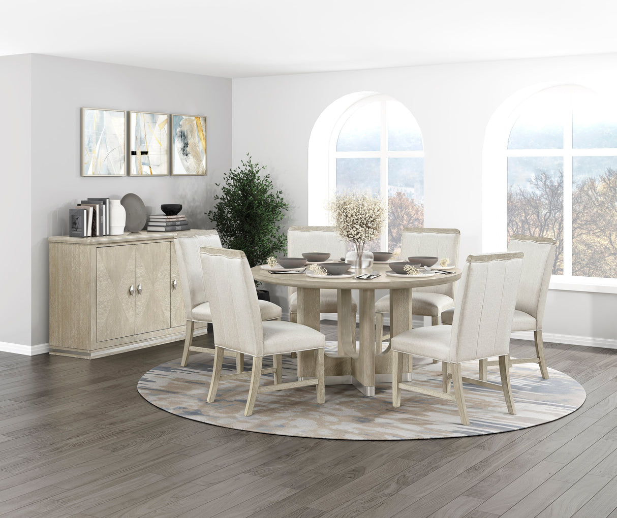 Clara Light Gray Round Dining Table by Homelegance at Eve Furniture