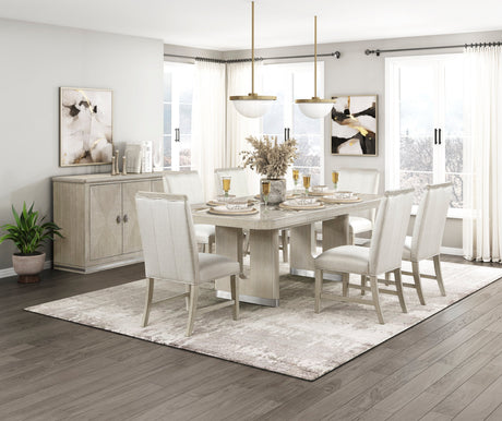 Clara Light Gray/Beige Expandable Dining Room Set by Homelegance at Eve Furniture