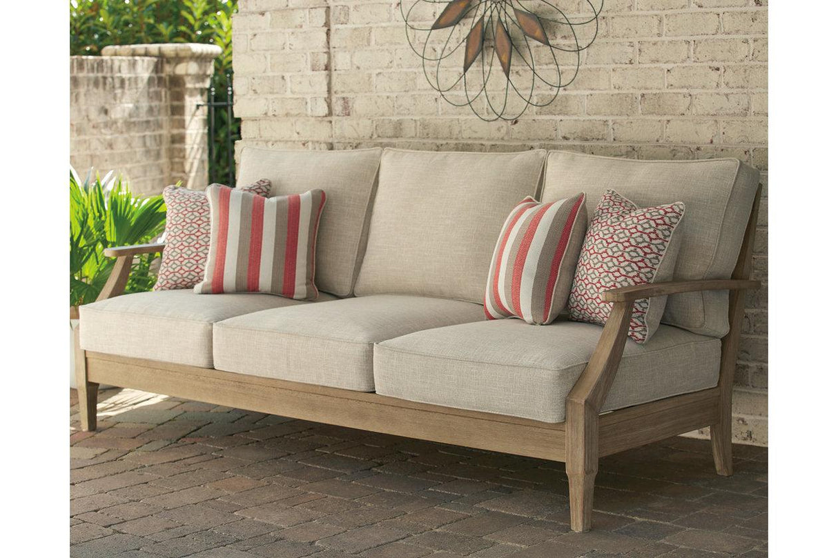 Clare View Beige ( 3-Piece Set) Outdoor Sofa, Loveseat and Lounge Chair by Ashley at Eve Furniture