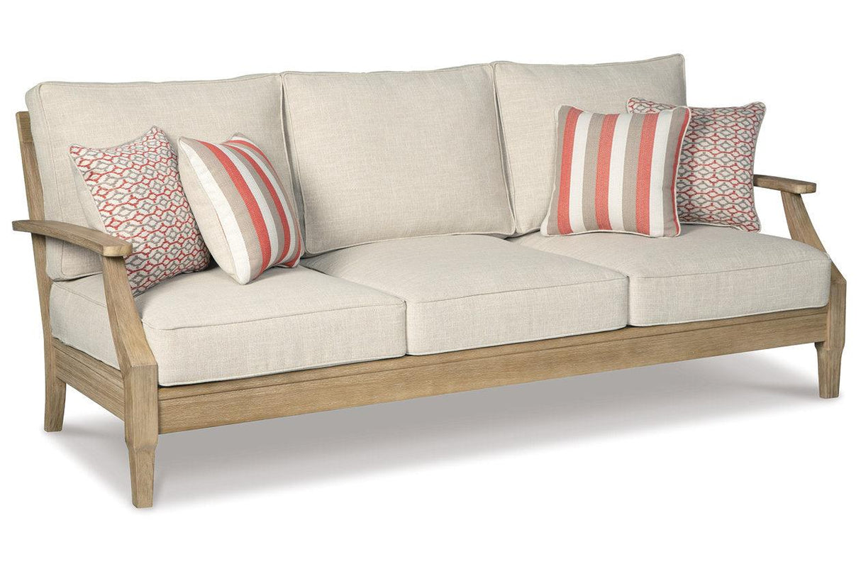 Clare View Beige ( 3-Piece Set) Outdoor Sofa, Loveseat and Lounge Chair by Ashley at Eve Furniture