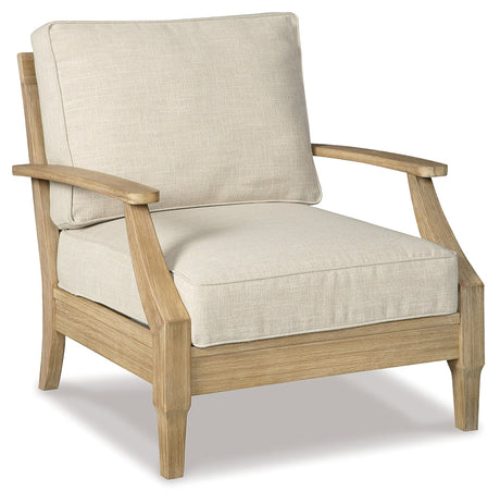 Clare View Outdoor Loveseat and 2 Lounge Chairs with Coffee Table and 2 End Tables in Beige