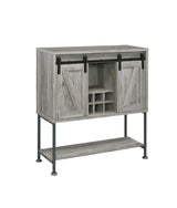 Claremont Gray Driftwood Sliding Door Bar Cabinet with Lower Shelf by Coaster at Eve Furniture