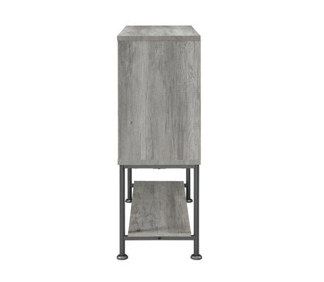 Claremont Gray Driftwood Sliding Door Bar Cabinet with Lower Shelf by Coaster at Eve Furniture
