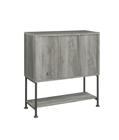 Claremont Gray Driftwood Sliding Door Bar Cabinet with Lower Shelf by Coaster at Eve Furniture