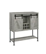 Claremont Gray Driftwood Sliding Door Bar Cabinet with Lower Shelf