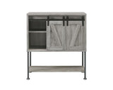 Claremont Gray Driftwood Sliding Door Bar Cabinet with Lower Shelf