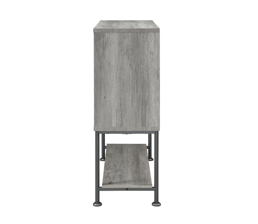 Claremont Gray Driftwood Sliding Door Bar Cabinet with Lower Shelf