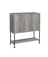 Claremont Gray Driftwood Sliding Door Bar Cabinet with Lower Shelf