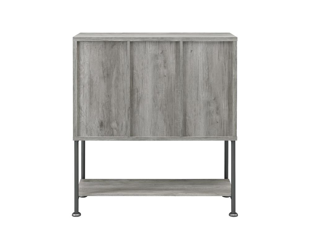 Claremont Gray Driftwood Sliding Door Bar Cabinet with Lower Shelf