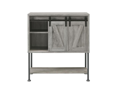 Claremont Gray Driftwood Sliding Door Bar Cabinet with Lower Shelf by Coaster at Eve Furniture