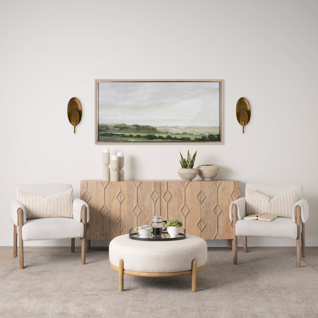 Clarence 7.0L x 5.3W x 17.0H Metal Hammered Gold Round Wall Sconce by Mercana at Eve Furniture