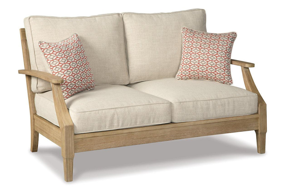 Clare View Beige Loveseat with Cushion by Ashley at Eve Furniture